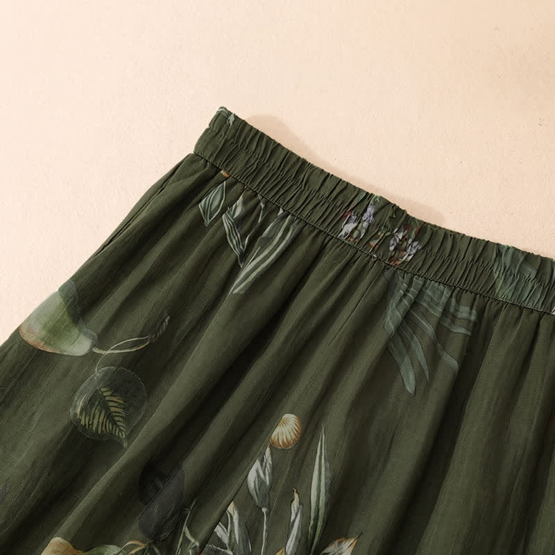 Buddha Stones Pantaloni alla caviglia da donna in stile boho floreale per primavera/estate, a gamba larga con tasche. - image 8