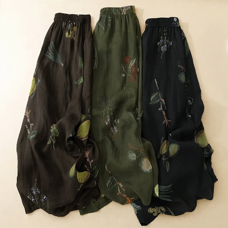 Buddha Stones Pantaloni alla caviglia da donna in stile boho floreale per primavera/estate, a gamba larga con tasche. - image 25