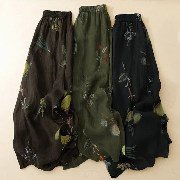 Buddha Stones Pantaloni alla caviglia da donna in stile boho floreale per primavera/estate, a gamba larga con tasche. - image 25