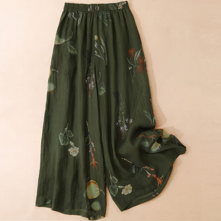 Buddha Stones Pantaloni alla caviglia da donna in stile boho floreale per primavera/estate, a gamba larga con tasche. - image 7
