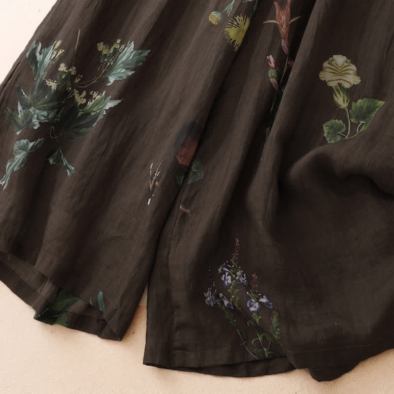 Buddha Stones Pantaloni alla caviglia da donna in stile boho floreale per primavera/estate, a gamba larga con tasche. - image 21