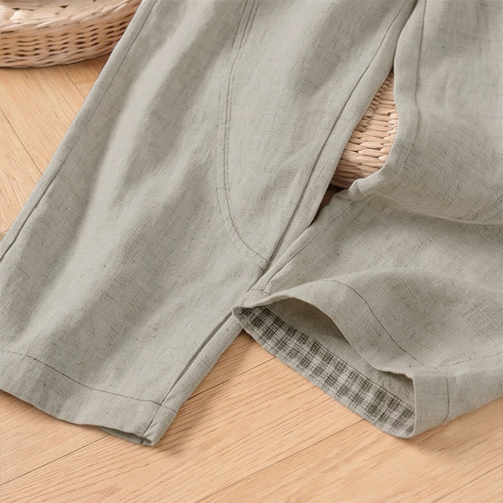 Buddha Stones Pantaloni alla caviglia da donna, casual, minimalisti, tinta unita, per primavera/estate, con gamba dritta e tasca. - image 6
