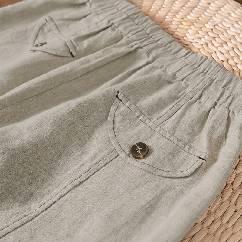 Buddha Stones Pantaloni alla caviglia da donna, casual, minimalisti, tinta unita, per primavera/estate, con gamba dritta e tasca. - image 5