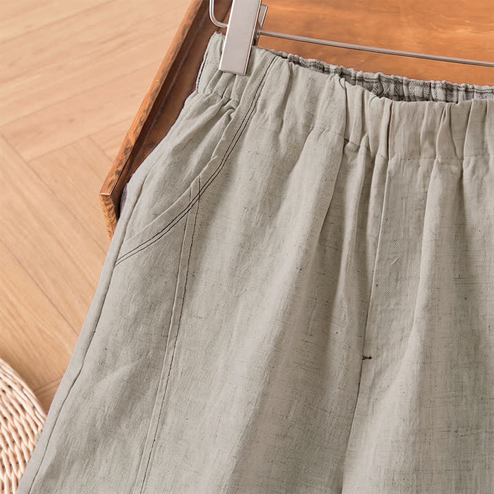 Buddha Stones Pantaloni alla caviglia da donna, casual, minimalisti, tinta unita, per primavera/estate, con gamba dritta e tasca. - image 3