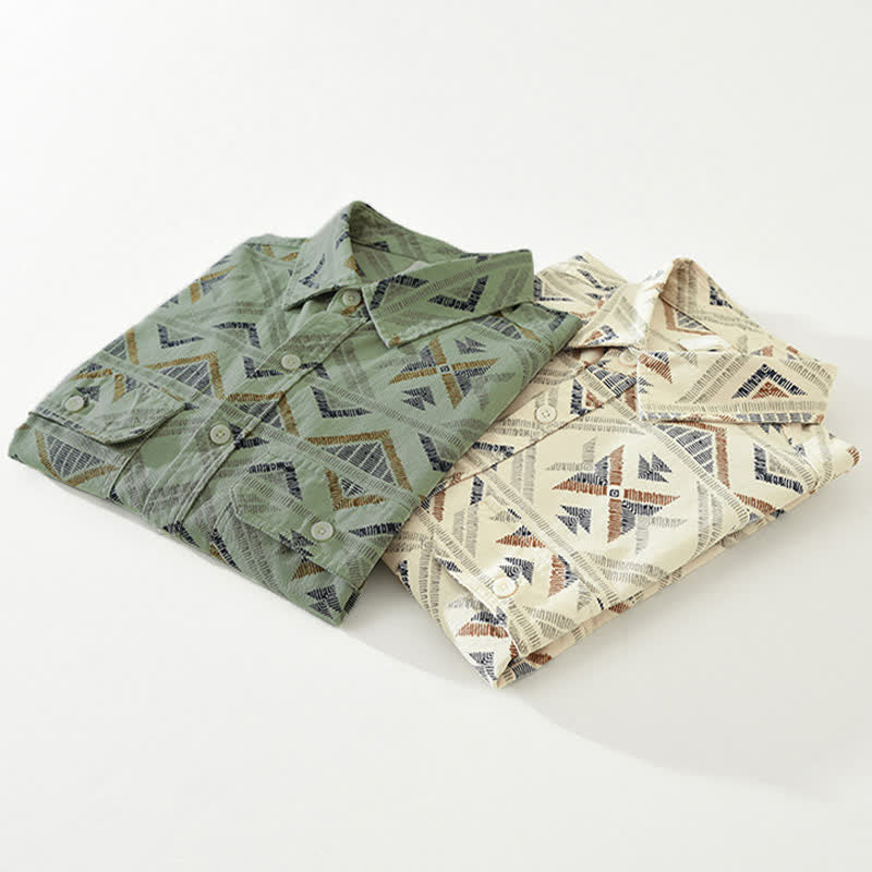 Buddha Stones Camicia da uomo a maniche lunghe in cotone con bottoni, stile boho, casual, con taschino, ideale per primavera/autunno. - image 13