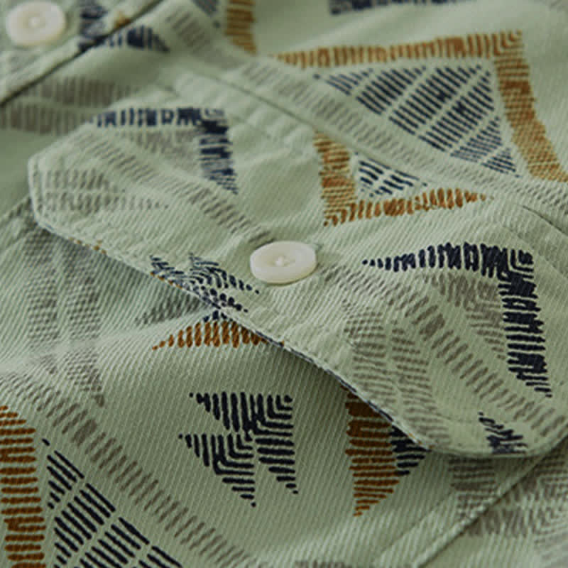 Buddha Stones Camicia da uomo a maniche lunghe in cotone con bottoni, stile boho, casual, con taschino, ideale per primavera/autunno. - image 9