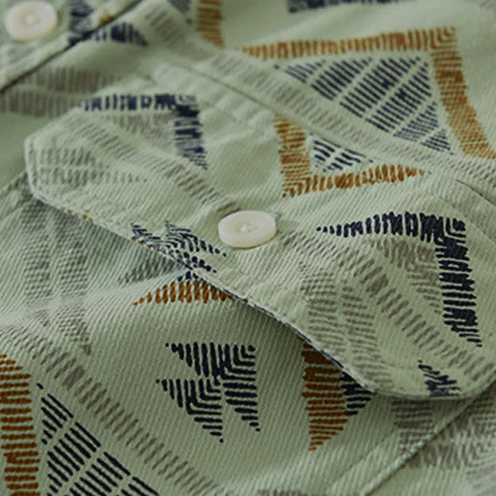 Buddha Stones Camicia da uomo a maniche lunghe in cotone con bottoni, stile boho, casual, con taschino, ideale per primavera/autunno. - image 9