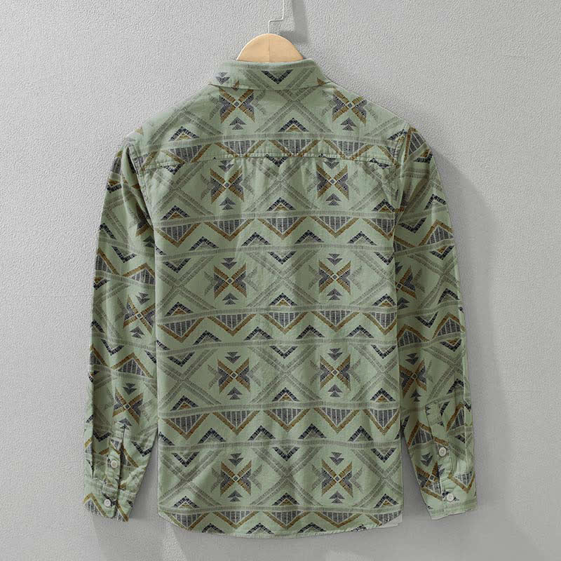 Buddha Stones Camicia da uomo a maniche lunghe in cotone con bottoni, stile boho, casual, con taschino, ideale per primavera/autunno. - image 6
