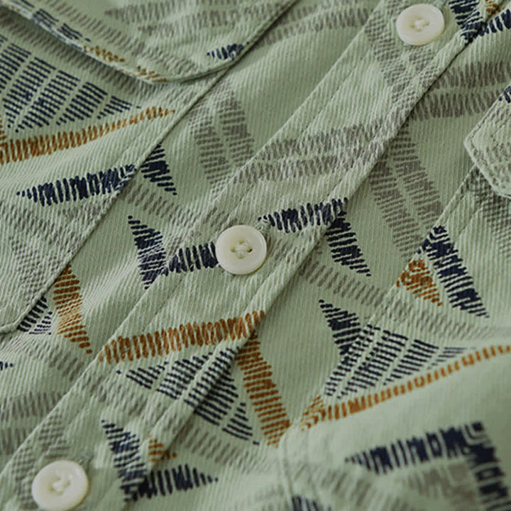 Buddha Stones Camicia da uomo a maniche lunghe in cotone con bottoni, stile boho, casual, con taschino, ideale per primavera/autunno. - image 10