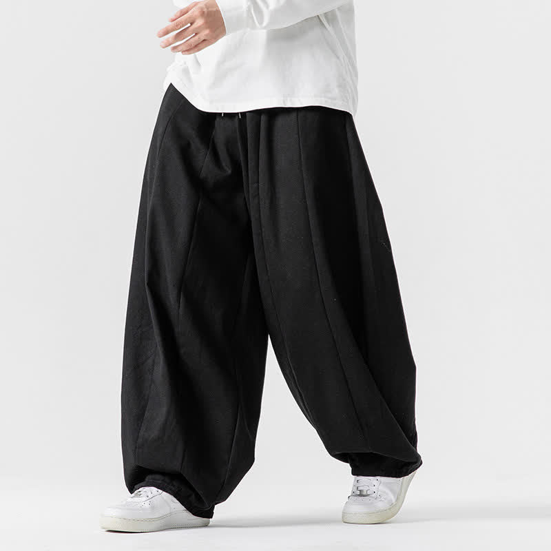 Buddha Stones Pantaloni lunghi da uomo a gamba dritta, semplici, in cotone tinta unita, con coulisse, per l'autunno. Pantaloni a gamba dritta con tasche. - image 8