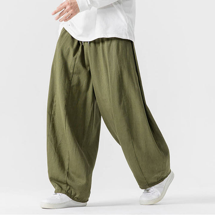Buddha Stones Pantaloni lunghi da uomo a gamba dritta, semplici, in cotone tinta unita, con coulisse, per l'autunno. Pantaloni a gamba dritta con tasche. - image 19