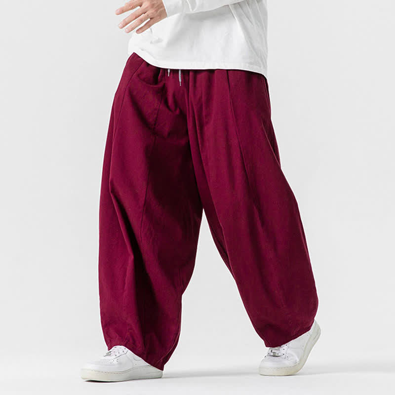 Buddha Stones Pantaloni lunghi da uomo a gamba dritta, semplici, in cotone tinta unita, con coulisse, per l'autunno. Pantaloni a gamba dritta con tasche. - image 42