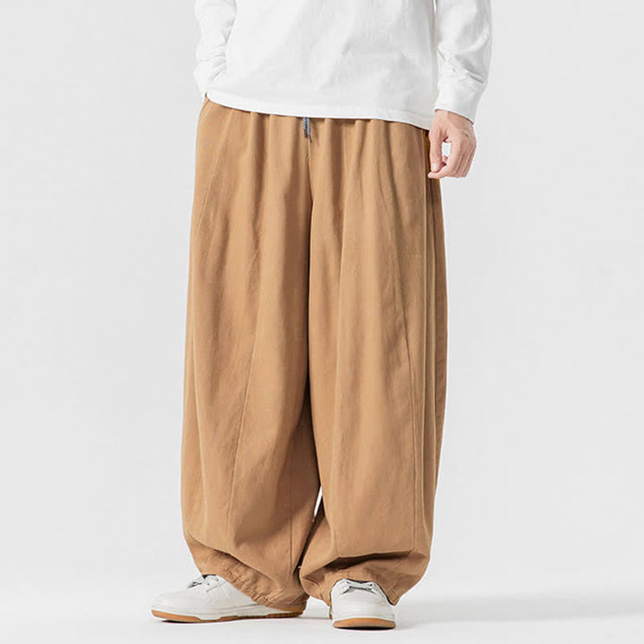 Buddha Stones Pantaloni lunghi da uomo a gamba dritta, semplici, in cotone tinta unita, con coulisse, per l'autunno. Pantaloni a gamba dritta con tasche. - Verga d'oro - US/UK/AU46, EU56 (5XL) - image 33