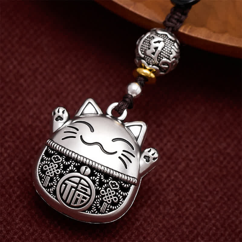 Buddha Stones Portachiavi intrecciati con personaggio Fu in rame inciso e gatto portafortuna. - image 7