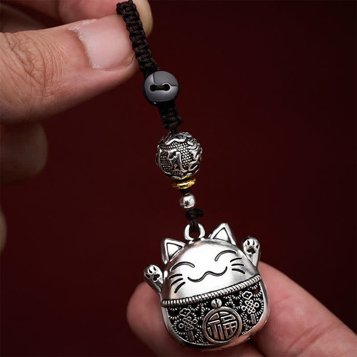 Buddha Stones Portachiavi intrecciati con personaggio Fu in rame inciso e gatto portafortuna. - image 8