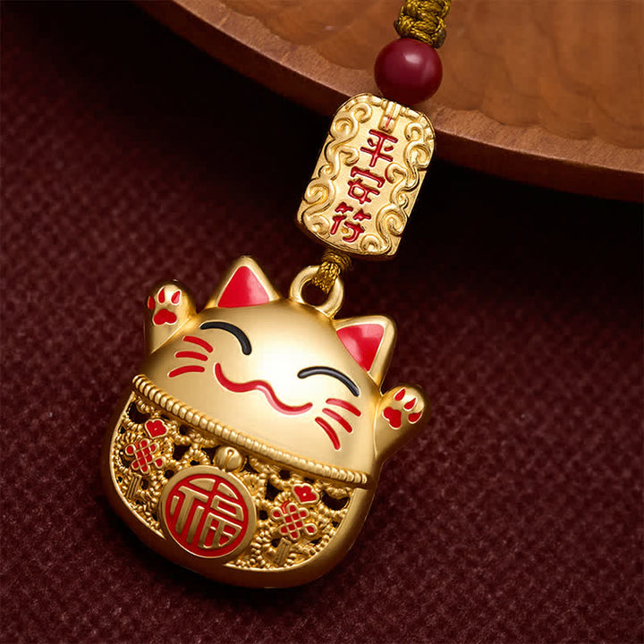 Buddha Stones Portachiavi intrecciati con personaggio Fu in rame inciso e gatto portafortuna. - image 13