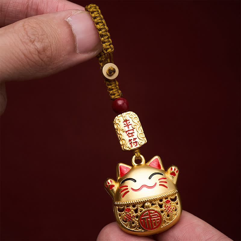 Buddha Stones Portachiavi intrecciati con personaggio Fu in rame inciso e gatto portafortuna. - image 14