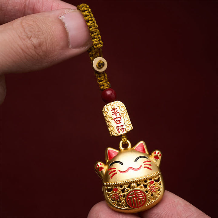 Buddha Stones Portachiavi intrecciati con personaggio Fu in rame inciso e gatto portafortuna. - image 14