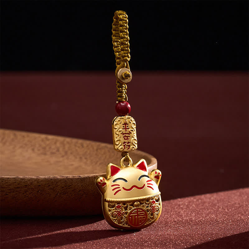 Buddha Stones Portachiavi intrecciati con personaggio Fu in rame inciso e gatto portafortuna. - image 10