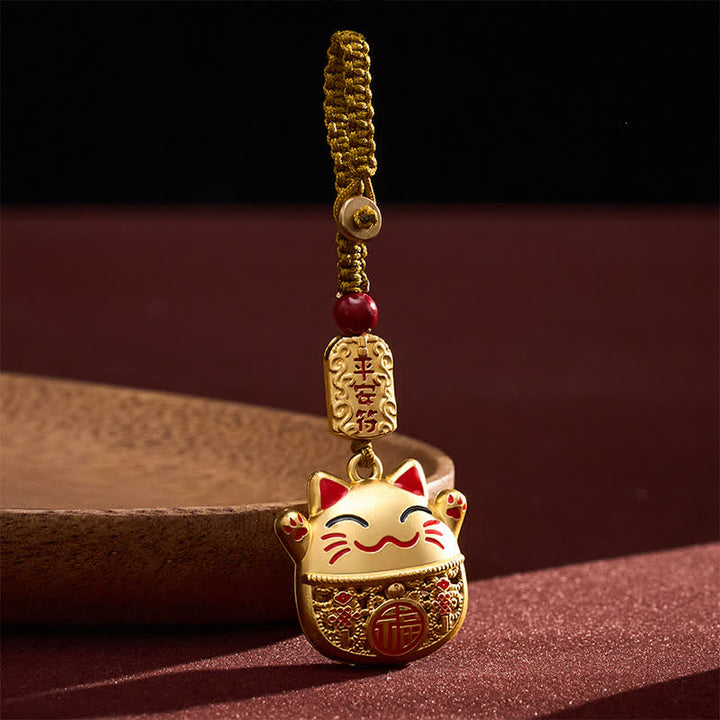 Buddha Stones Portachiavi intrecciati con personaggio Fu in rame inciso e gatto portafortuna. - image 10