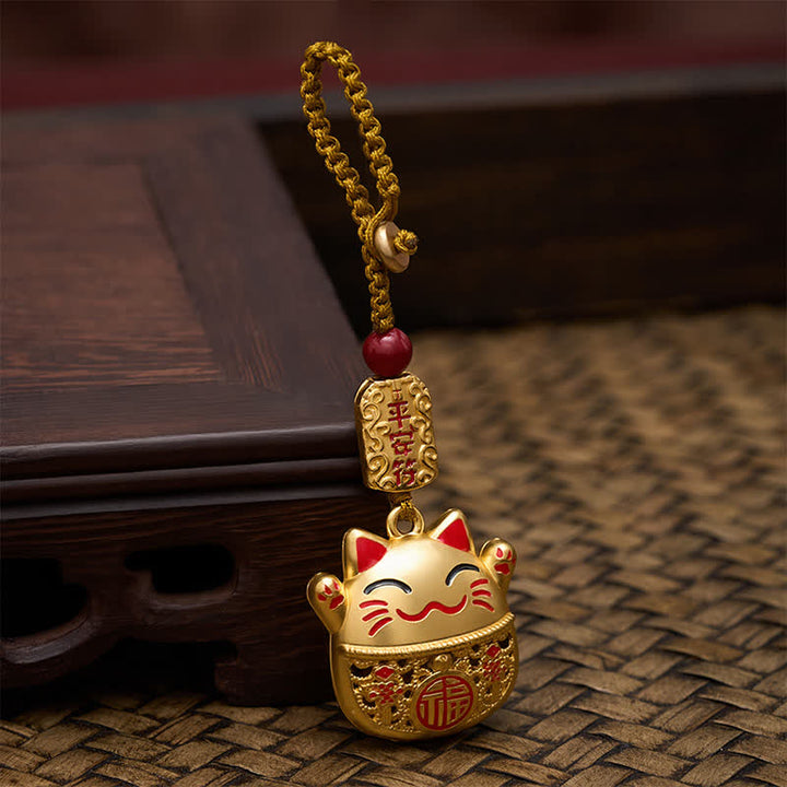 Buddha Stones Portachiavi intrecciati con personaggio Fu in rame inciso e gatto portafortuna. - image 12