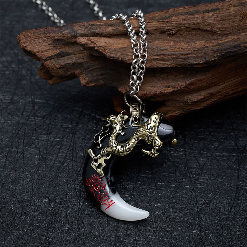 Buddha Stones Collana con ciondolo a mezzaluna "Forza del Drago" - image 11