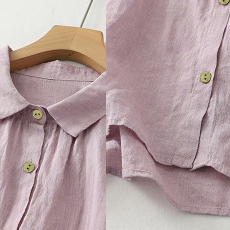 Camicia da donna a maniche corte con bottoni e stampa Buddha Stones, stile casual. - image 4
