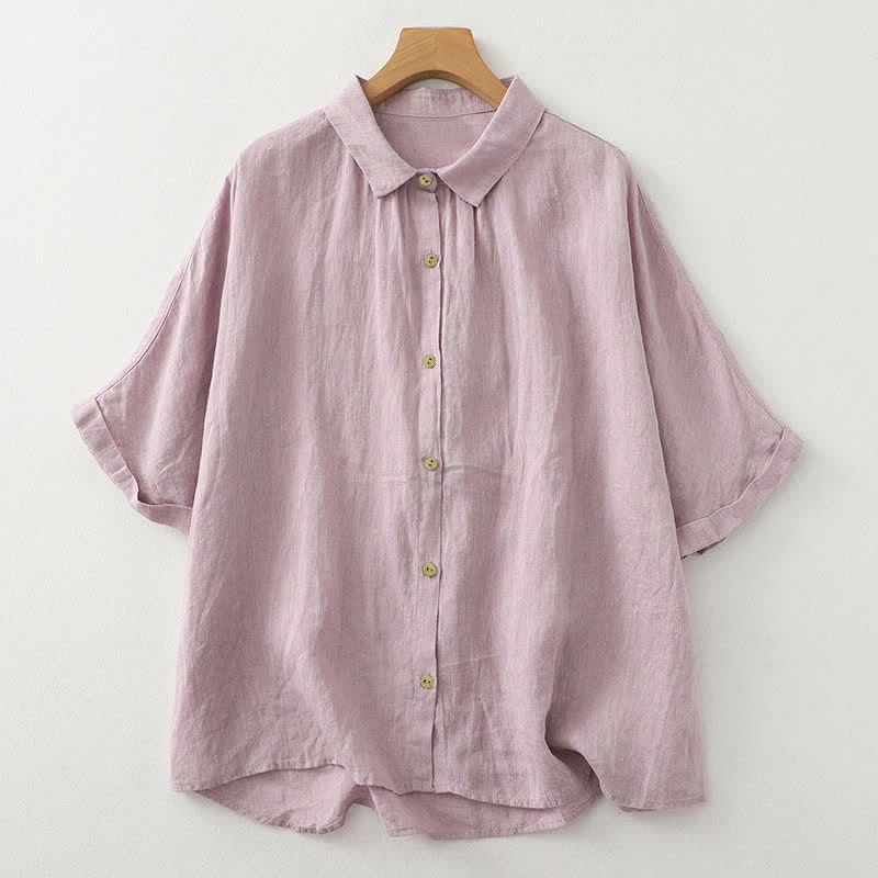 Camicia da donna a maniche corte con bottoni e stampa Buddha Stones, stile casual. - Cardo - US12, UK/AU16, EU44 (2XL) - image 1