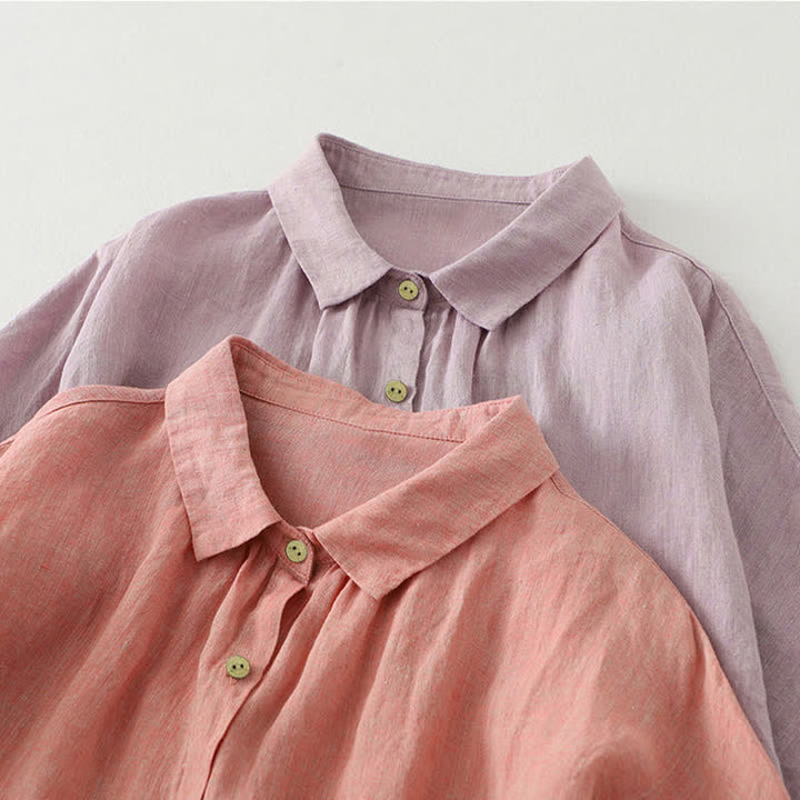 Camicia da donna a maniche corte con bottoni e stampa Buddha Stones, stile casual. - image 21