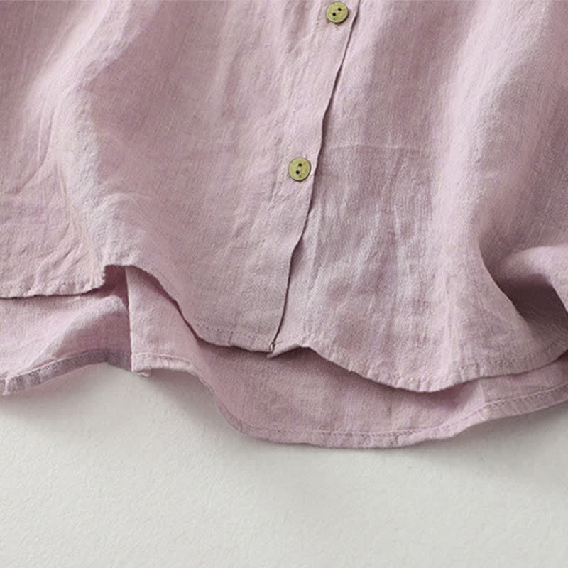 Camicia da donna a maniche corte con bottoni e stampa Buddha Stones, stile casual. - image 5