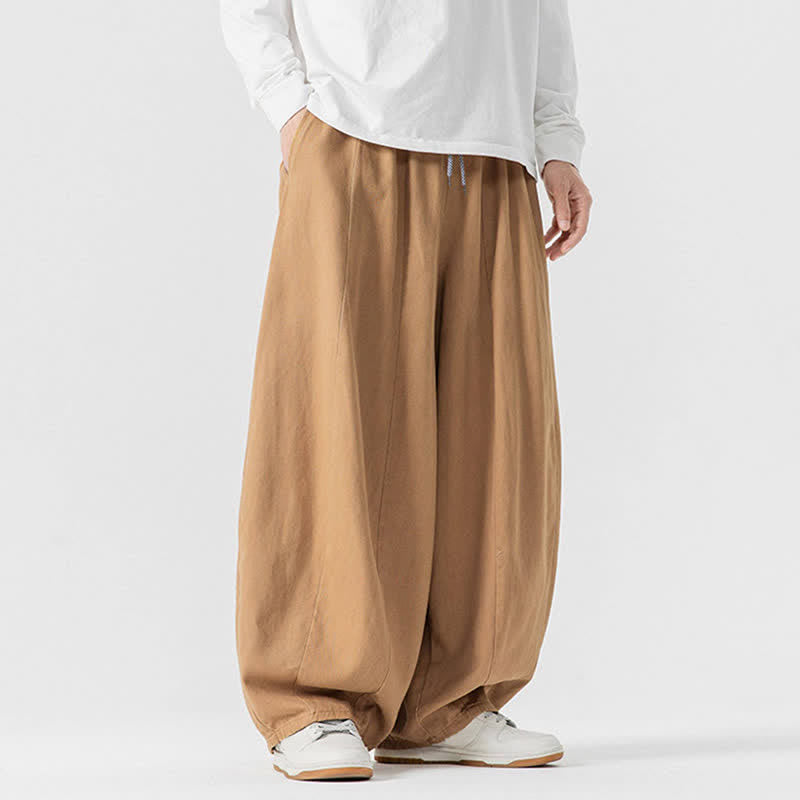 Buddha Stones Pantaloni lunghi da uomo a gamba dritta, semplici, in cotone tinta unita, con coulisse, per l'autunno. Pantaloni a gamba dritta con tasche. - image 35