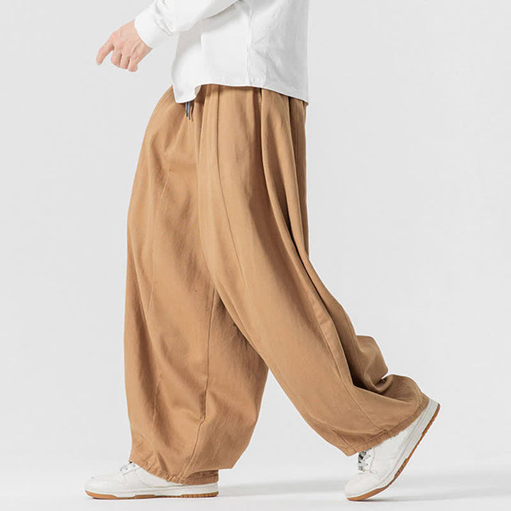 Buddha Stones Pantaloni lunghi da uomo a gamba dritta, semplici, in cotone tinta unita, con coulisse, per l'autunno. Pantaloni a gamba dritta con tasche. - image 36