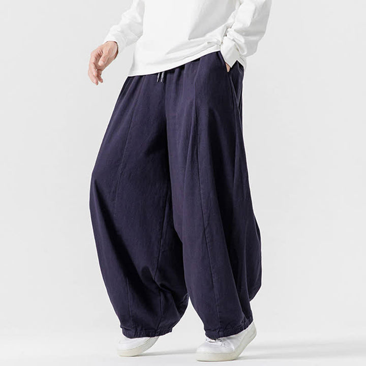Buddha Stones Pantaloni lunghi da uomo a gamba dritta, semplici, in cotone tinta unita, con coulisse, per l'autunno. Pantaloni a gamba dritta con tasche. - image 32