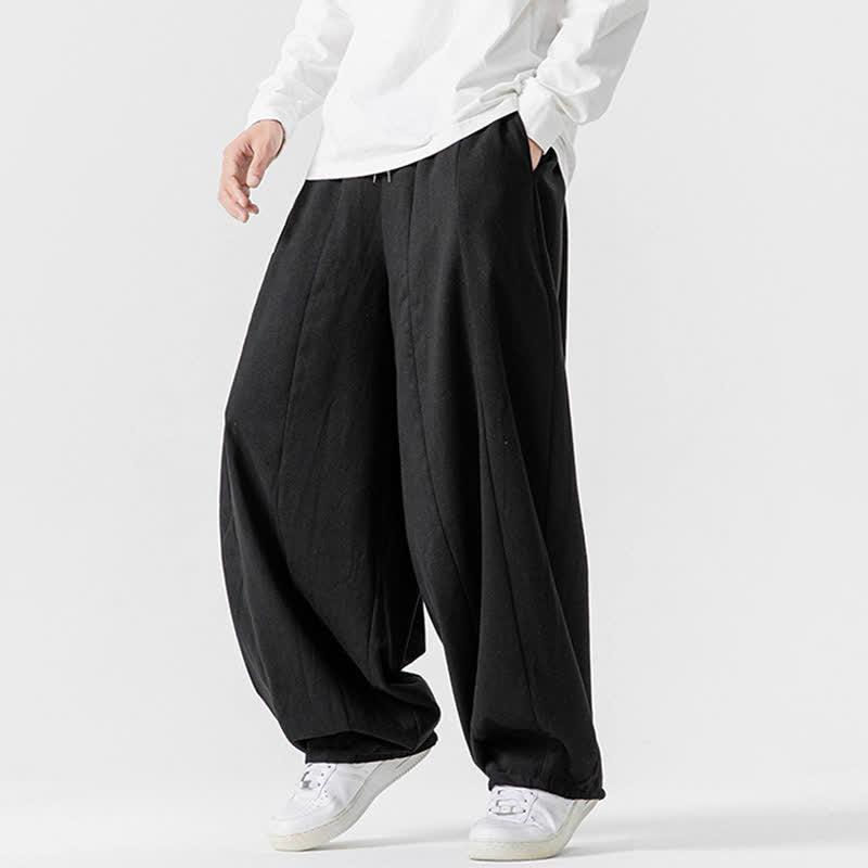 Buddha Stones Pantaloni lunghi da uomo a gamba dritta, semplici, in cotone tinta unita, con coulisse, per l'autunno. Pantaloni a gamba dritta con tasche. - image 12