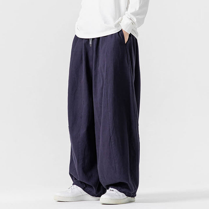 Buddha Stones Pantaloni lunghi da uomo a gamba dritta, semplici, in cotone tinta unita, con coulisse, per l'autunno. Pantaloni a gamba dritta con tasche. - image 31