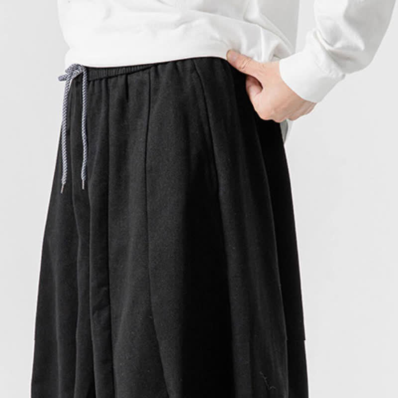 Buddha Stones Pantaloni lunghi da uomo a gamba dritta, semplici, in cotone tinta unita, con coulisse, per l'autunno. Pantaloni a gamba dritta con tasche. - image 15