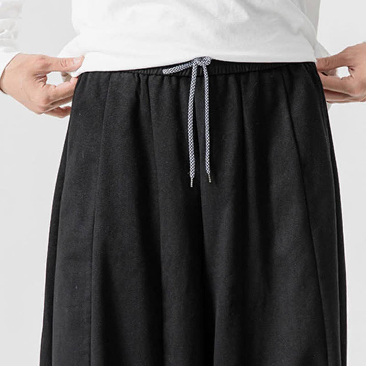 Buddha Stones Pantaloni lunghi da uomo a gamba dritta, semplici, in cotone tinta unita, con coulisse, per l'autunno. Pantaloni a gamba dritta con tasche. - image 14