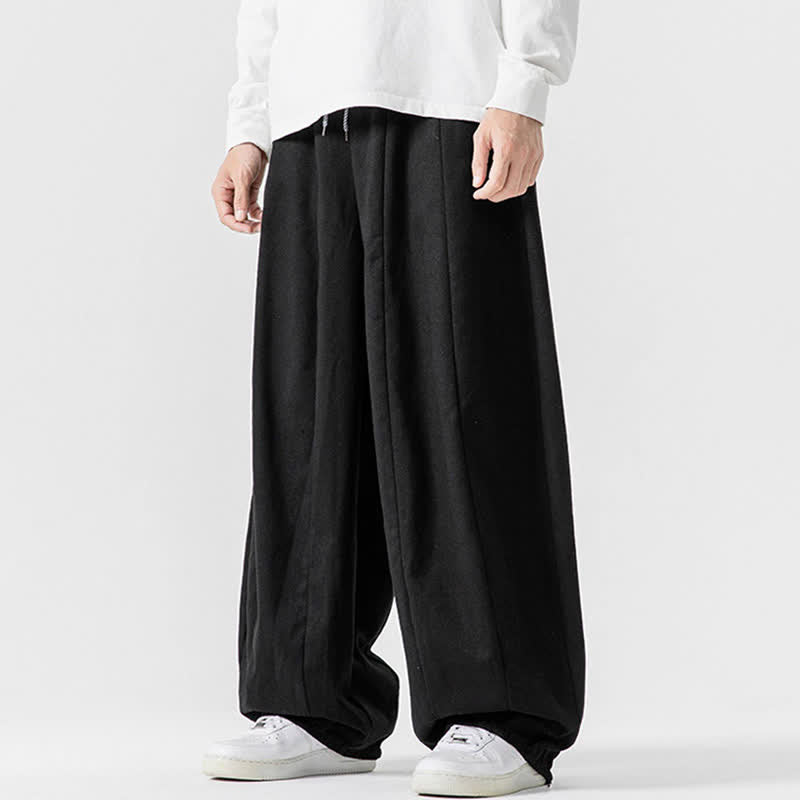 Buddha Stones Pantaloni lunghi da uomo a gamba dritta, semplici, in cotone tinta unita, con coulisse, per l'autunno. Pantaloni a gamba dritta con tasche. - image 13