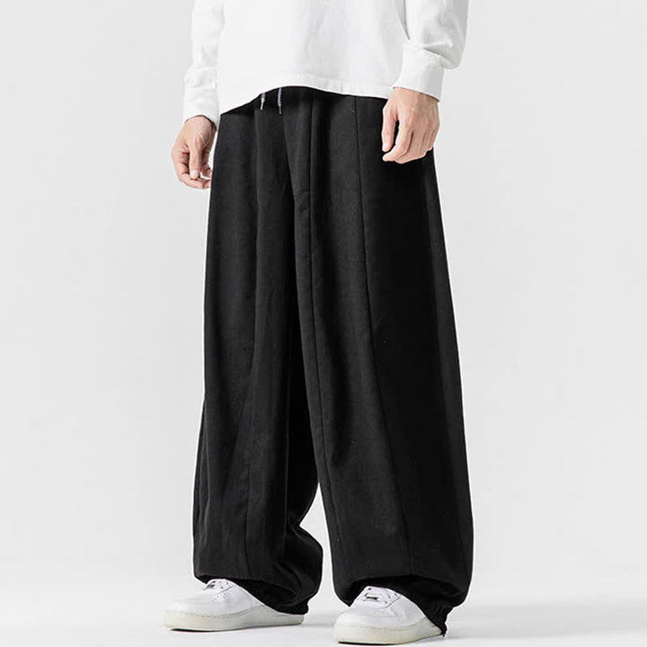 Buddha Stones Pantaloni lunghi da uomo a gamba dritta, semplici, in cotone tinta unita, con coulisse, per l'autunno. Pantaloni a gamba dritta con tasche. - image 13