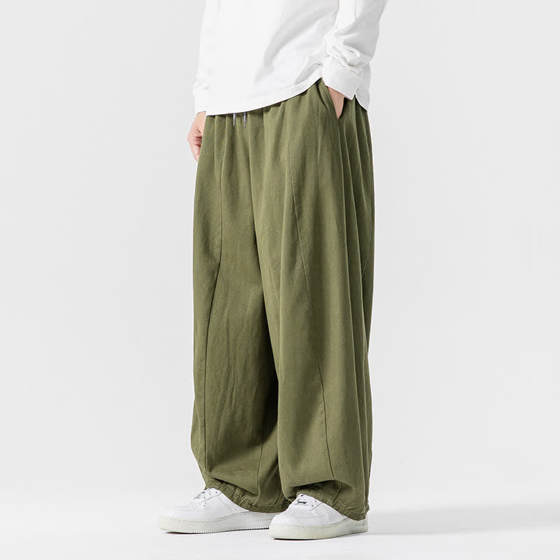Buddha Stones Pantaloni lunghi da uomo a gamba dritta, semplici, in cotone tinta unita, con coulisse, per l'autunno. Pantaloni a gamba dritta con tasche. - image 25