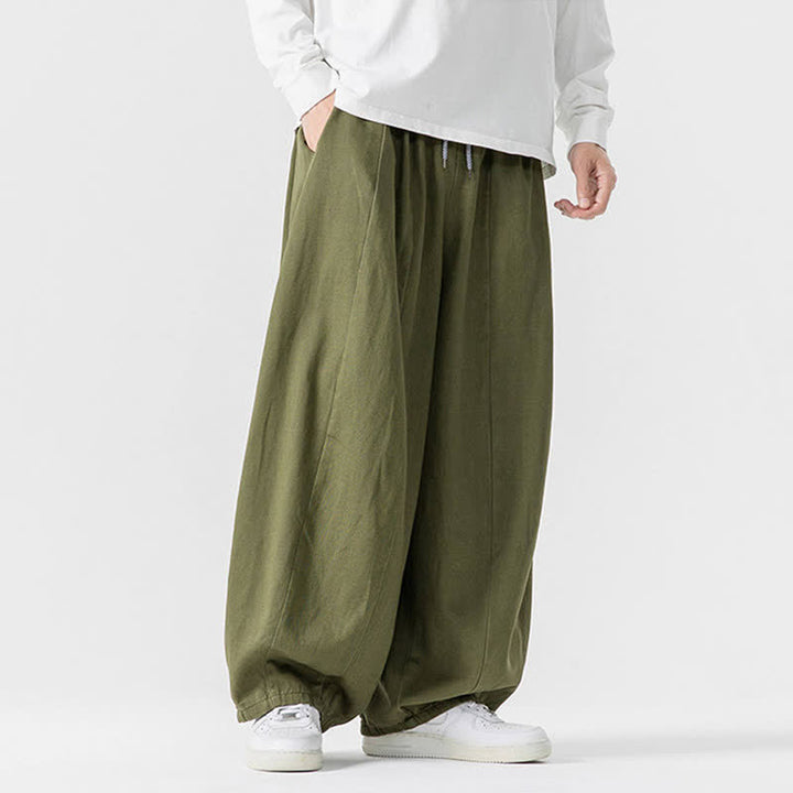 Buddha Stones Pantaloni lunghi da uomo a gamba dritta, semplici, in cotone tinta unita, con coulisse, per l'autunno. Pantaloni a gamba dritta con tasche. - image 20