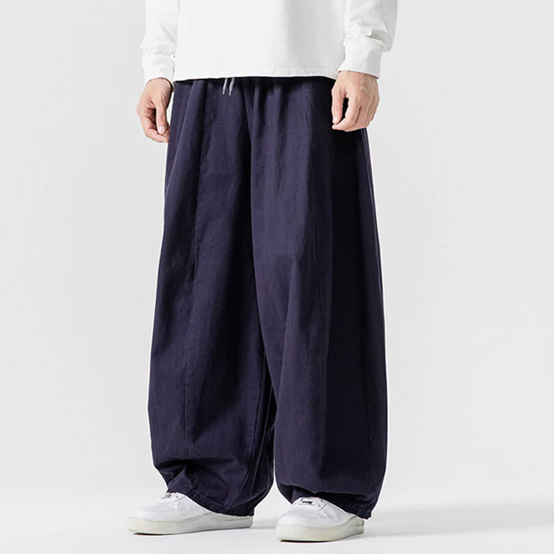 Buddha Stones Pantaloni lunghi da uomo a gamba dritta, semplici, in cotone tinta unita, con coulisse, per l'autunno. Pantaloni a gamba dritta con tasche. - image 29