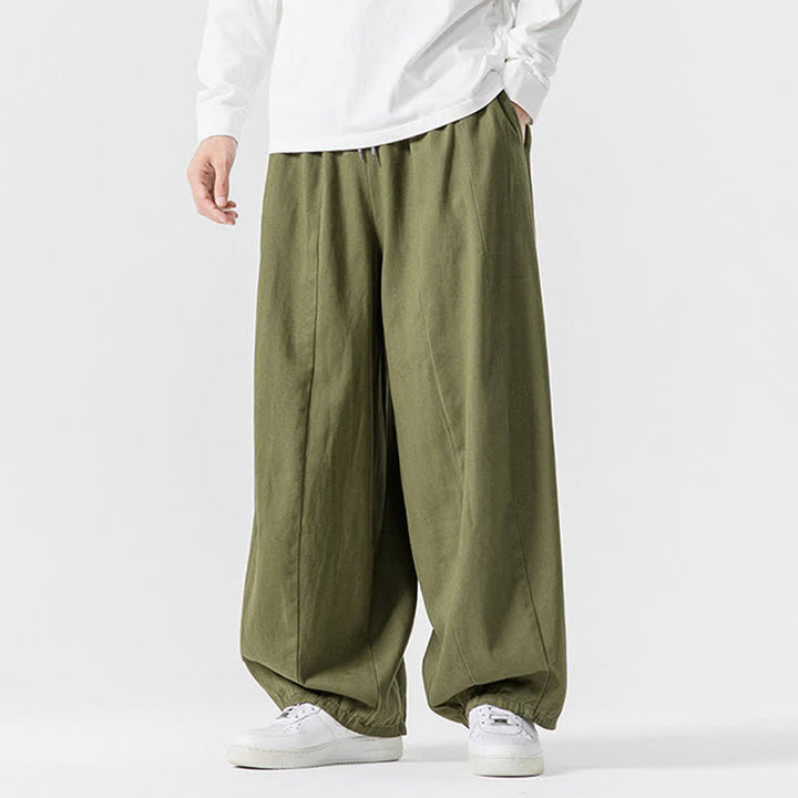 Buddha Stones Pantaloni lunghi da uomo a gamba dritta, semplici, in cotone tinta unita, con coulisse, per l'autunno. Pantaloni a gamba dritta con tasche. - image 21