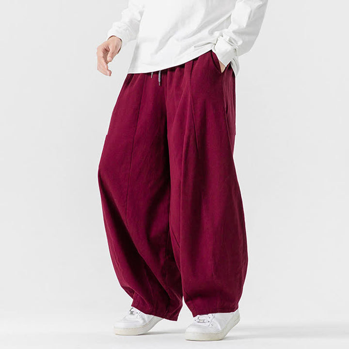 Buddha Stones Pantaloni lunghi da uomo a gamba dritta, semplici, in cotone tinta unita, con coulisse, per l'autunno. Pantaloni a gamba dritta con tasche. - image 48