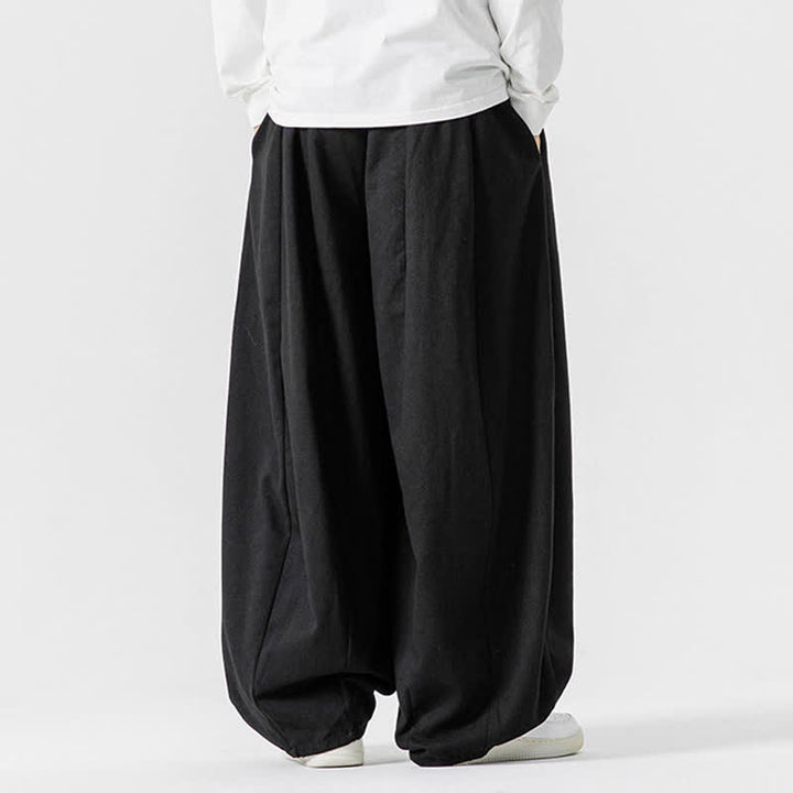 Buddha Stones Pantaloni lunghi da uomo a gamba dritta, semplici, in cotone tinta unita, con coulisse, per l'autunno. Pantaloni a gamba dritta con tasche. - image 10
