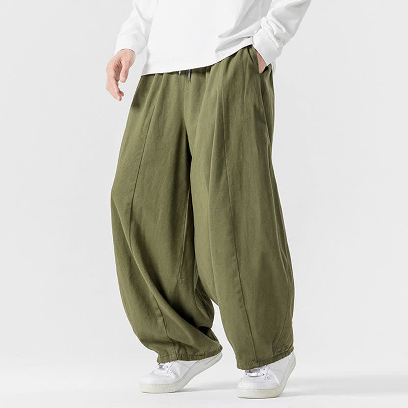Buddha Stones Pantaloni lunghi da uomo a gamba dritta, semplici, in cotone tinta unita, con coulisse, per l'autunno. Pantaloni a gamba dritta con tasche. - image 24