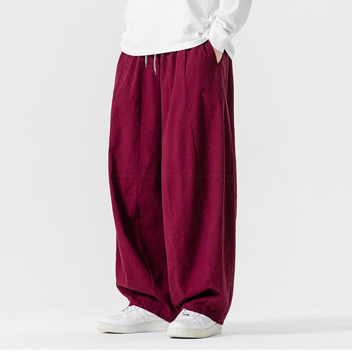 Buddha Stones Pantaloni lunghi da uomo a gamba dritta, semplici, in cotone tinta unita, con coulisse, per l'autunno. Pantaloni a gamba dritta con tasche. - image 47