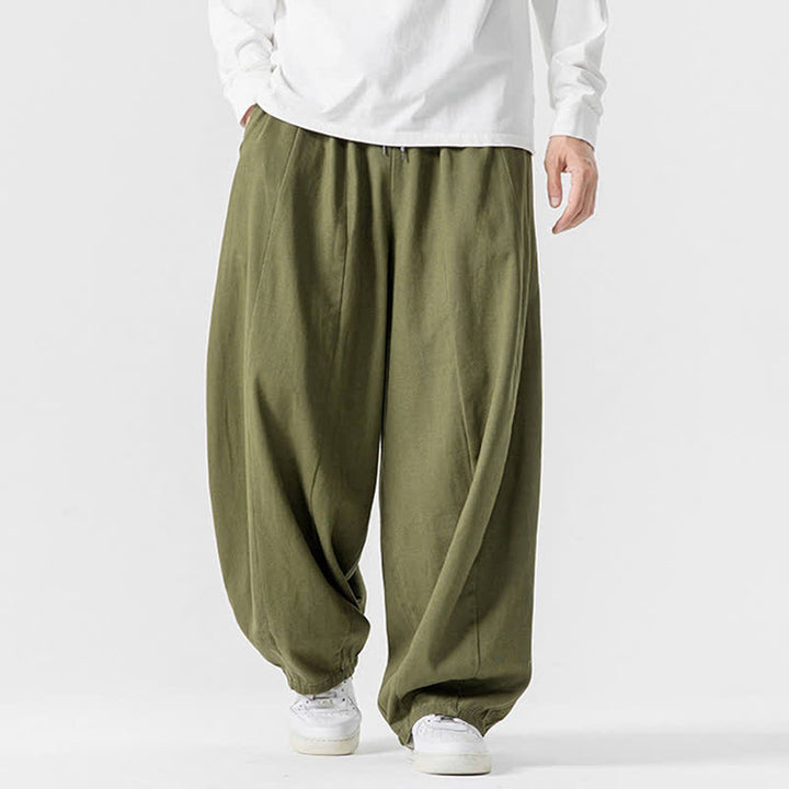 Buddha Stones Pantaloni lunghi da uomo a gamba dritta, semplici, in cotone tinta unita, con coulisse, per l'autunno. Pantaloni a gamba dritta con tasche. - image 23