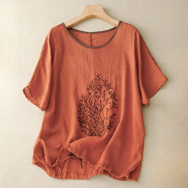 T-shirt da donna a maniche corte con scollo rotondo e coulisse, con ricamo di un albero e motivo Buddha Stones. - Cioccolato - manica corta - US14, UK/AU18, EU46 (2XL) - image 21