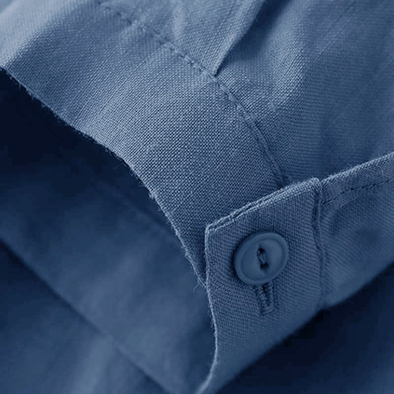 Camicia casual da donna in cotone e lino con scollo a V e maniche a tre quarti, motivo Buddha Stones - image 4